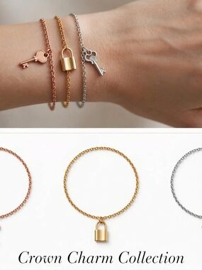 Gold Padlock Bracelet - Gold Chain Charm Bracelet